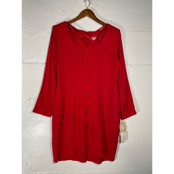 NWT Vintage Fredrick's of Hollywood Cherry Red Bodycon Dress 80s 90s Size Large - Picture 2 of 16